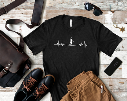 Highline EKG Heartbeat Pulse Line Design | Highline Shirt for Adventurous Thrill Seekers | Heartbeat Pulse Line T-Shirt