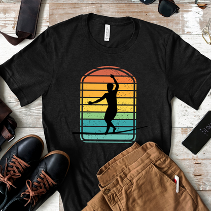 Retro Rainbow Slackline T-Shirt | Vintage Inspired Slackline/Highline Shirt