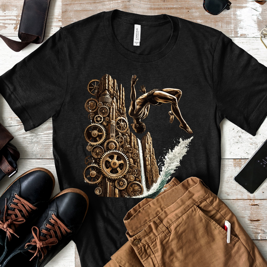 Steampunk Cliff Jumping T-Shirt | Cliff Jumper Graphic Tee