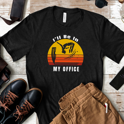 Vintage Retro Sunset Cliff Jumping T-Shirt "Ill Be In My Office" Funny Shirt for Outdoor Enthusiast