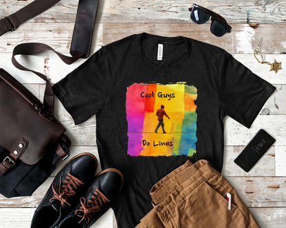 "Yeah, I Do Lines" Funny Slackline T-shirt | Colorful Abstract Slackline Highline Shirt - Rainbow Cubic Splatter Paint Design