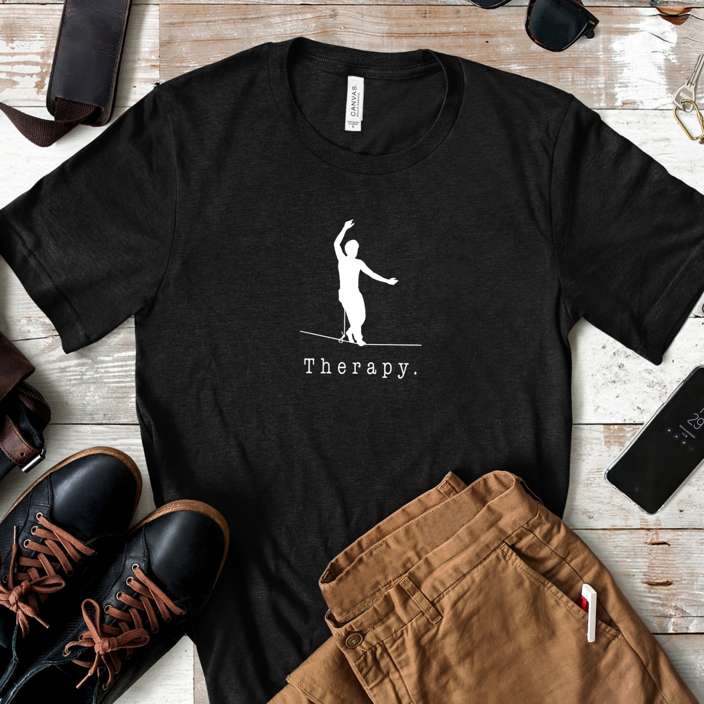 Therapy. - Slackline/Highline T-Shirt | Slackline Therapy Design Shirt