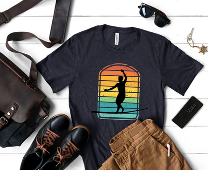 Retro Rainbow Slackline T-Shirt | Vintage Inspired Slackline/Highline Shirt