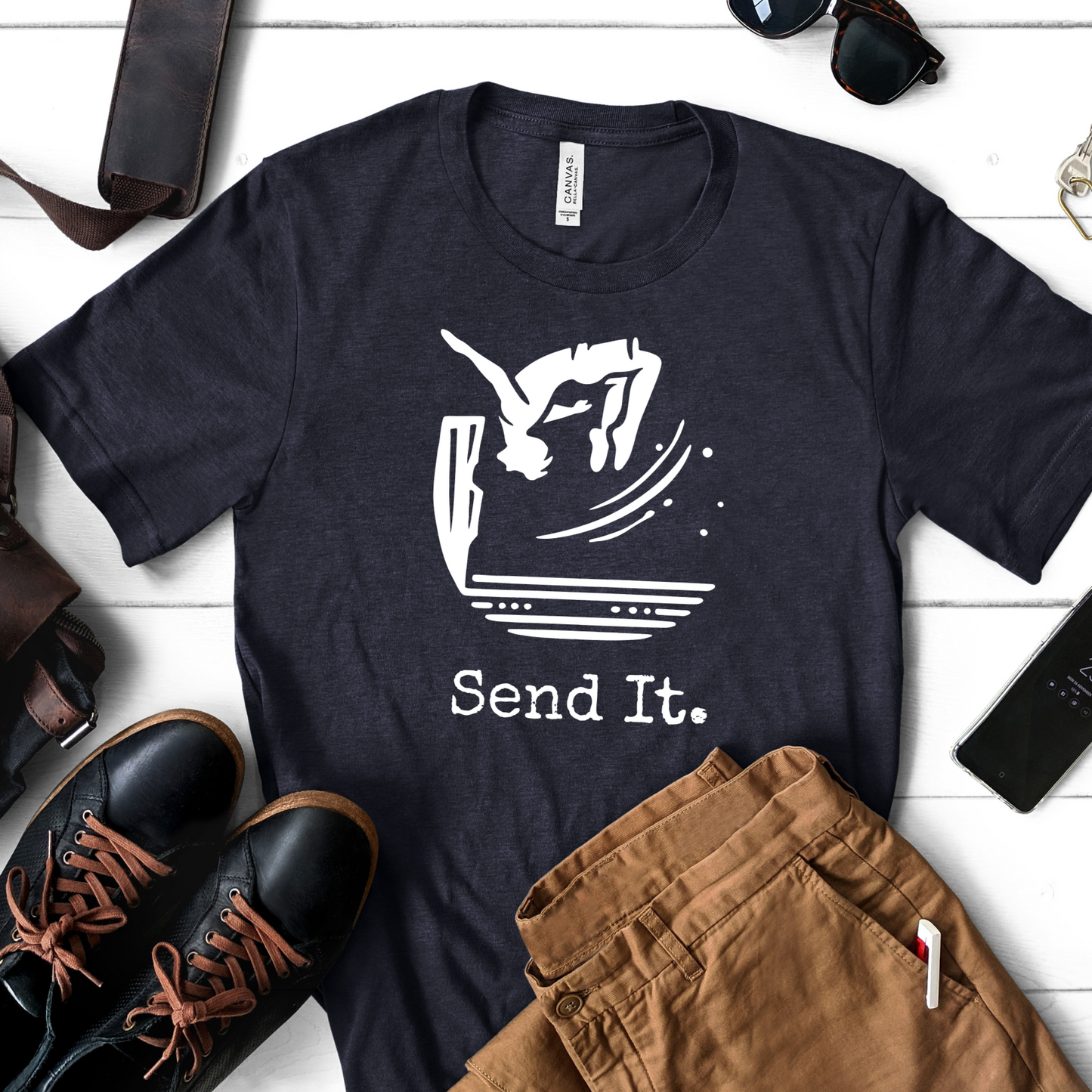 "Send It" Cliff Jumping T-shirt for Cliff Jumpers | Outdoorsy Adventure Lover Shirt