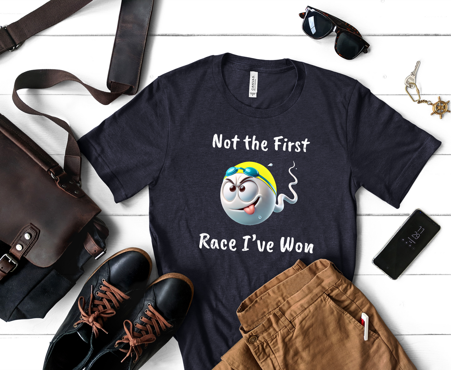 "Not The First Race I've Won" - Swim Shirt | Funny Sperm Swimming T-Shirt - HILARIOUS