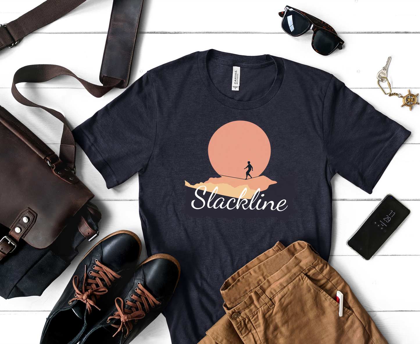 "Slackline" - Slackline/Highline T-Shirt | Simple, Modern Slackline Shirt