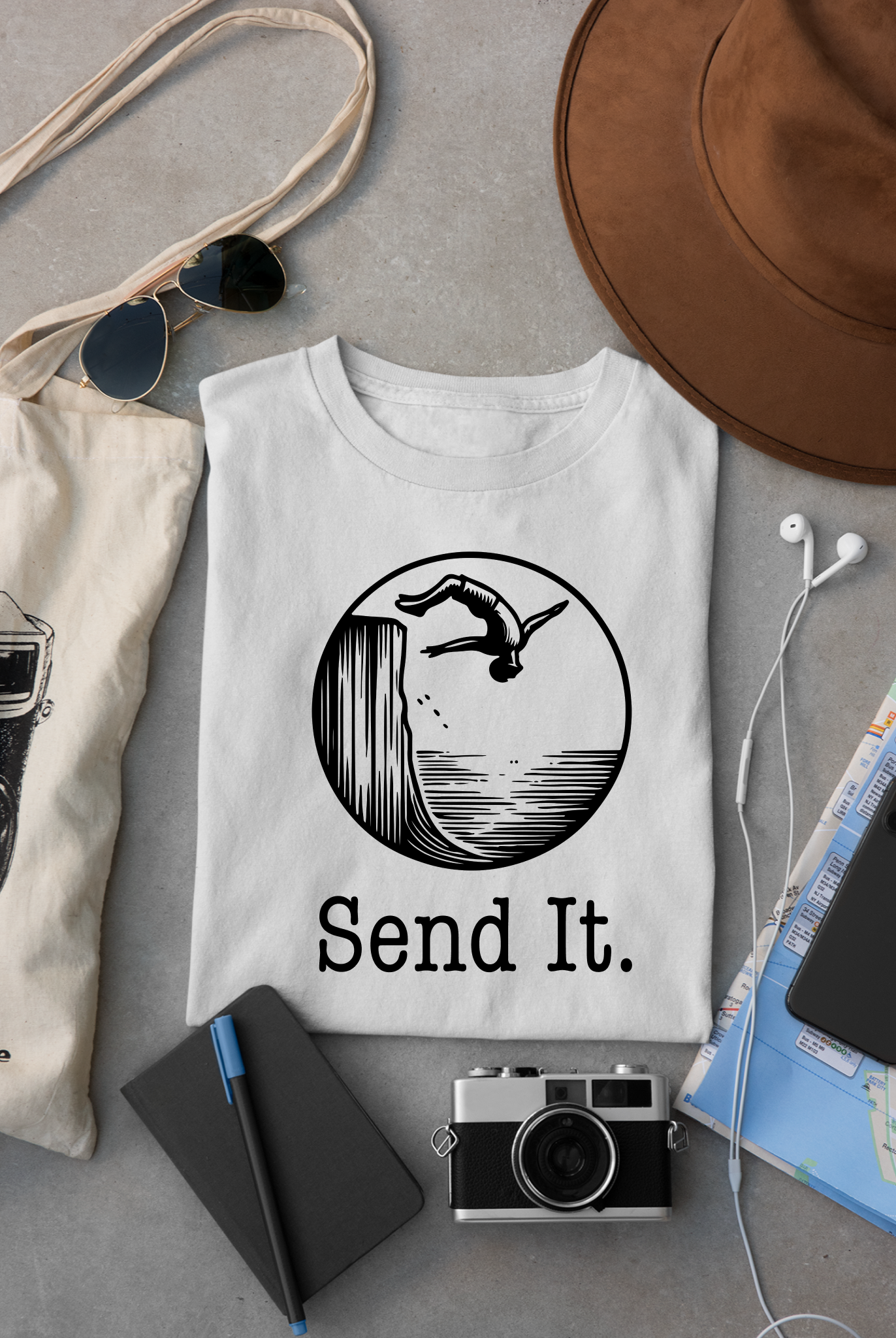 "Send It" Cliff Jumping T-shirt for Cliff Jumpers | Outdoorsy Adventure Lover Shirt