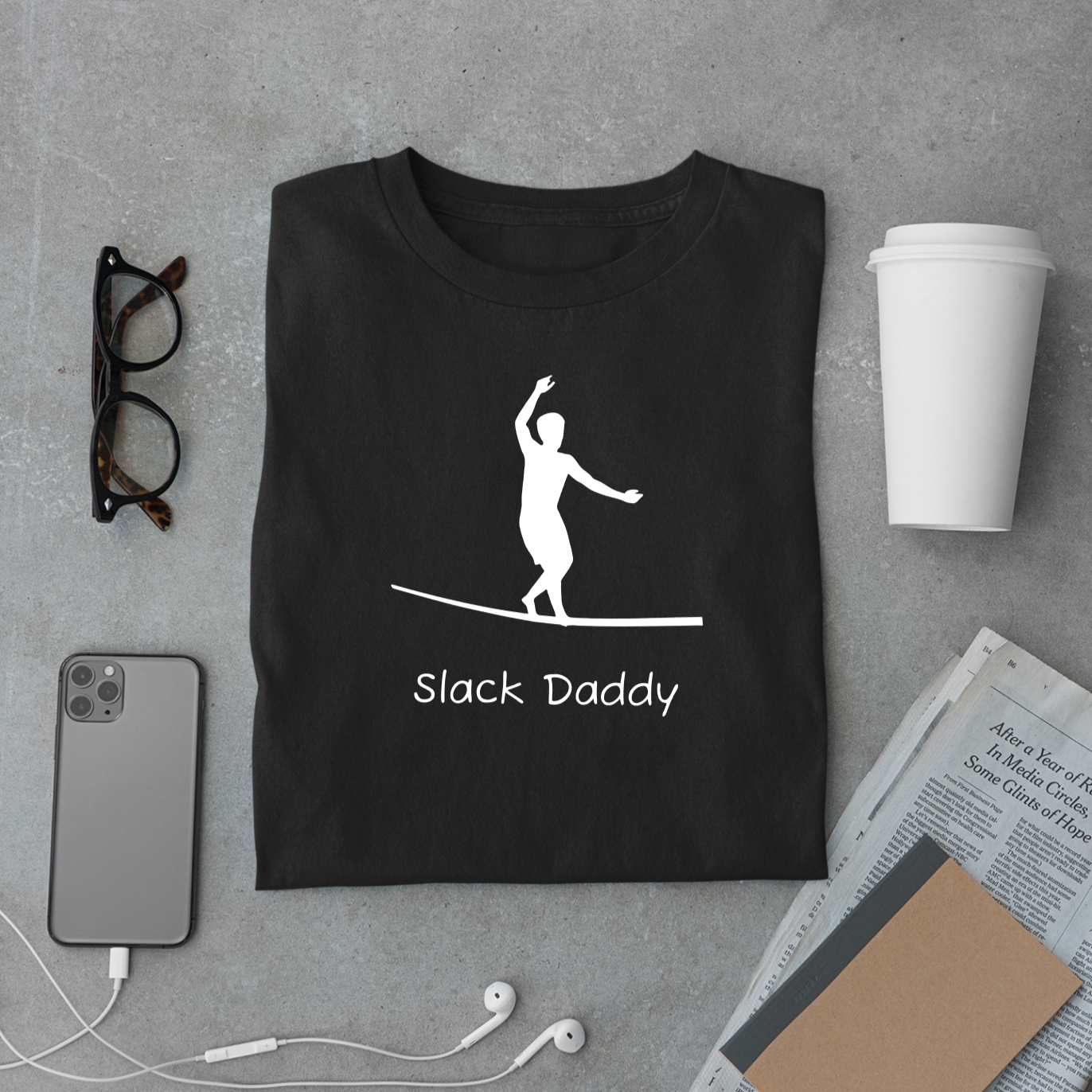 "Slack Daddy" Slackline/Highline T-Shirt | Cool Slackline Design Shirt for Dads Who Highline/Slackline