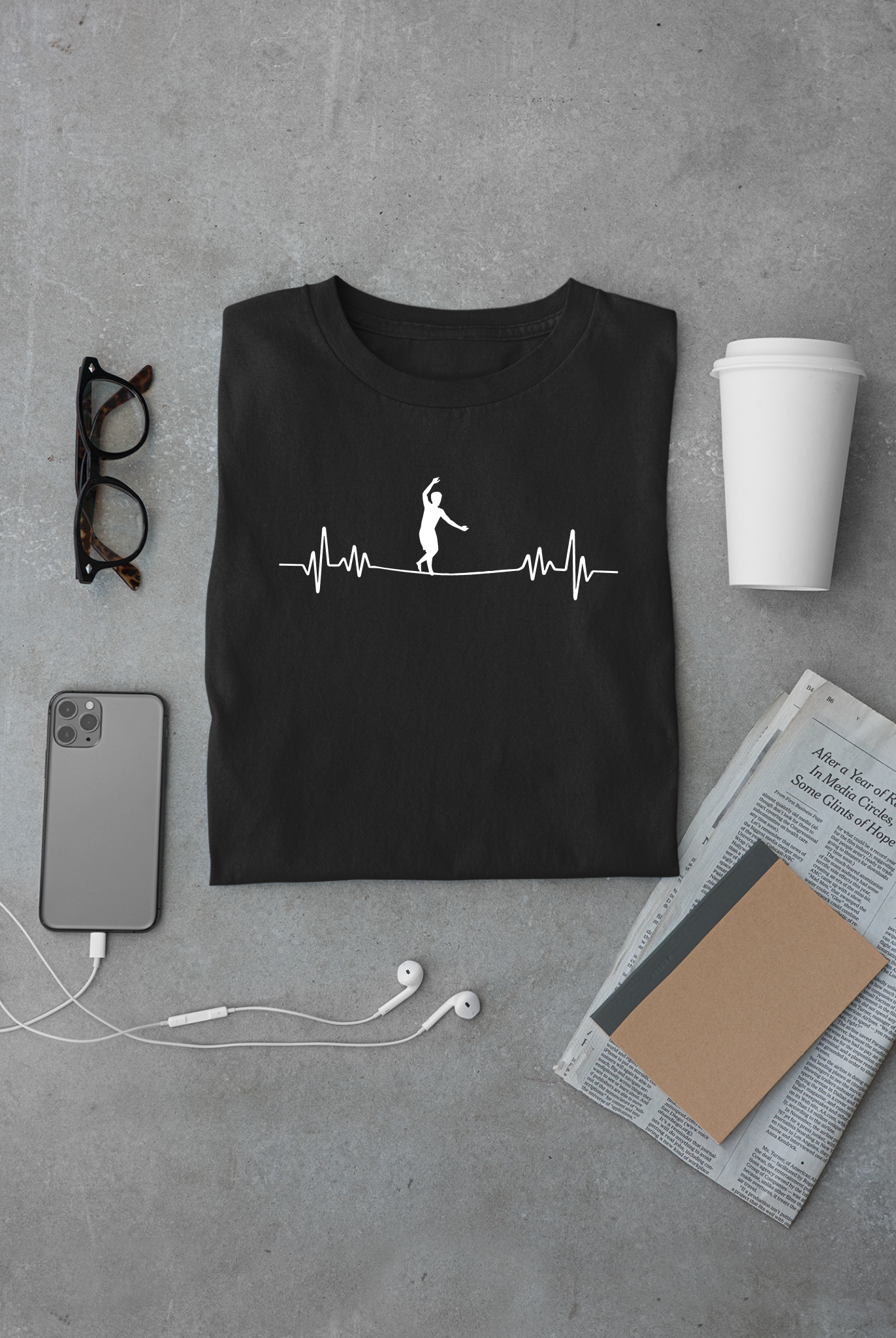 Highline EKG Heartbeat Pulse Line Design | Highline Shirt for Adventurous Thrill Seekers | Heartbeat Pulse Line T-Shirt