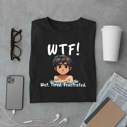 "WTF! Wet Tired Frustrated" Swim Shirt | Funny Swimmer T-Shirt