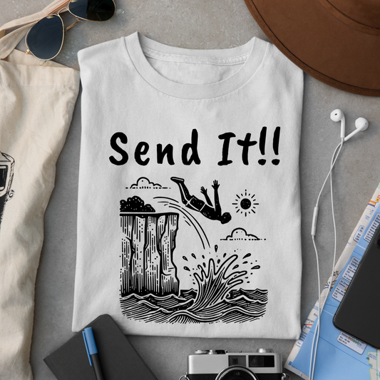 Doodle Design Cliff Jumping T-shirt for Thrill Seeker Shirt,  Adventure Lovers, and Outdoor Enthusiast