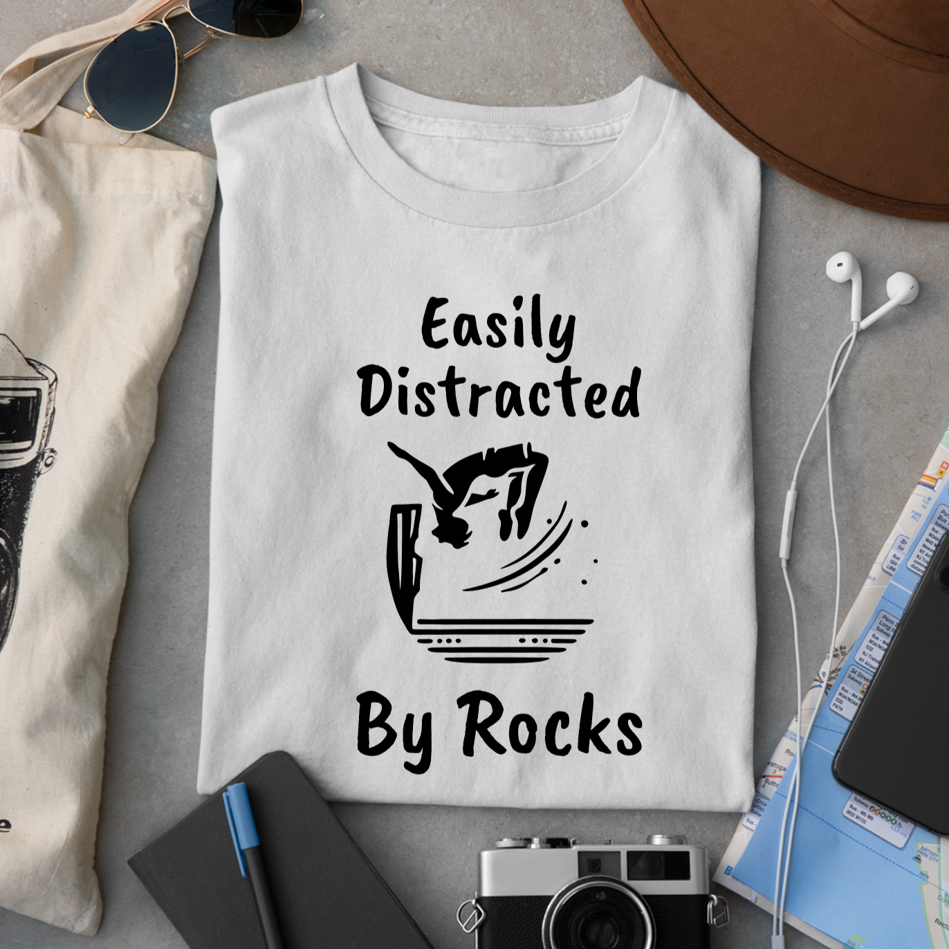 "Easily Distracted by Rocks" Cliff Jumping T-shirt | Funny Shirt for Outdoor Enthusiasts