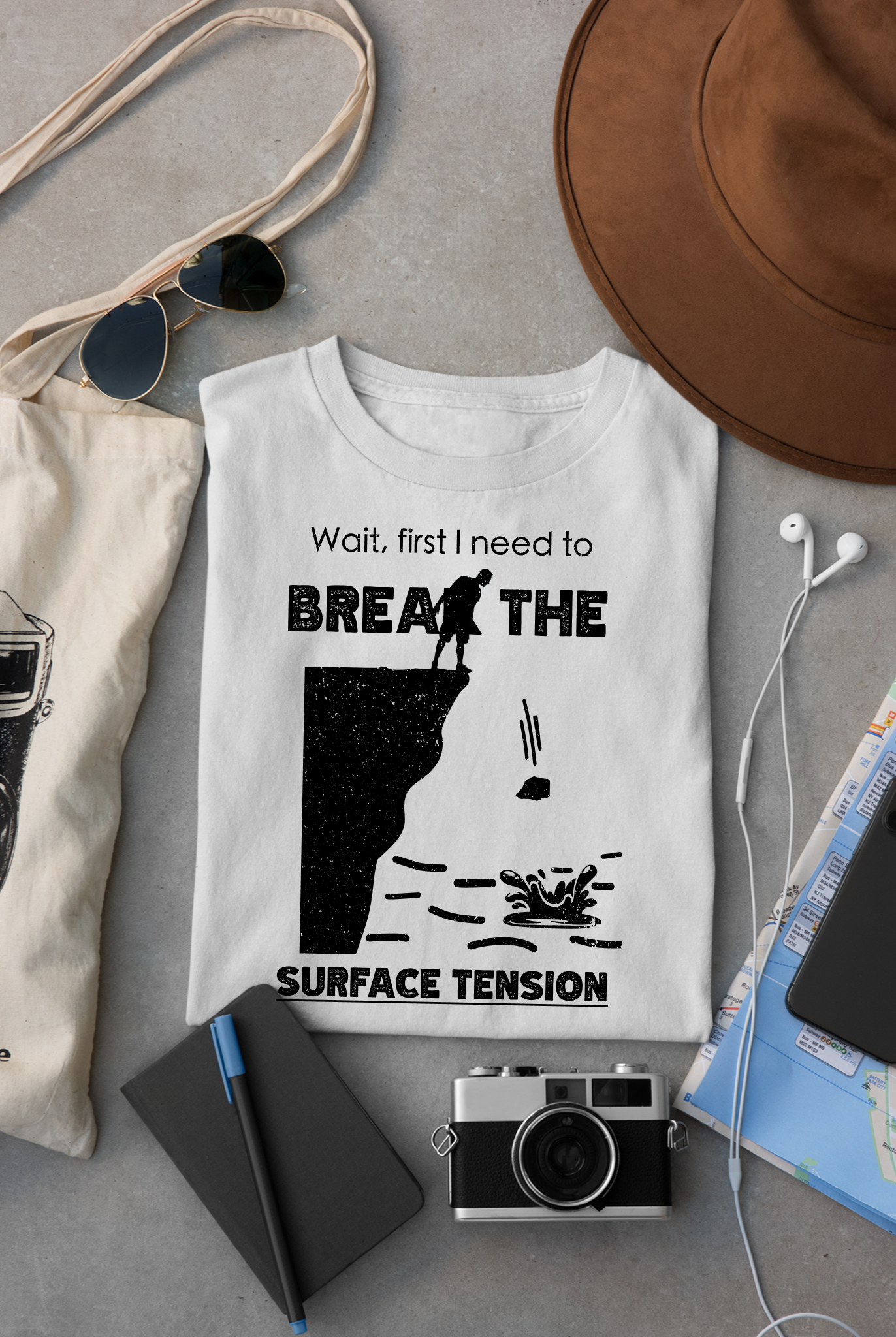 "Break The Surface Tension" - Cliff Jumping Rock Throw | Funny Cliff Jumping Shirt