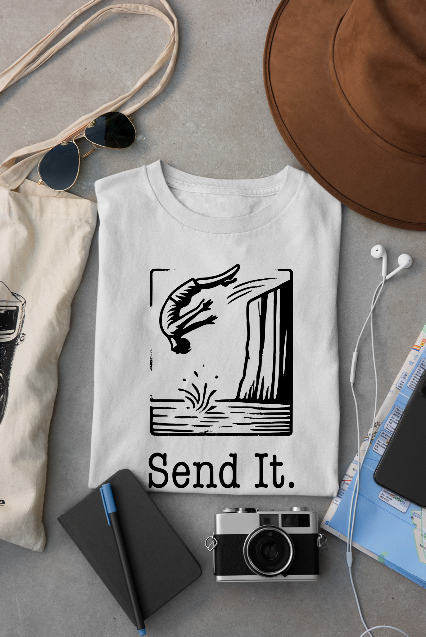 "Send It" Cliff Jumping T-shirt for Cliff Jumper | Adventure Lover Shirt for Outdoor Enthusiast