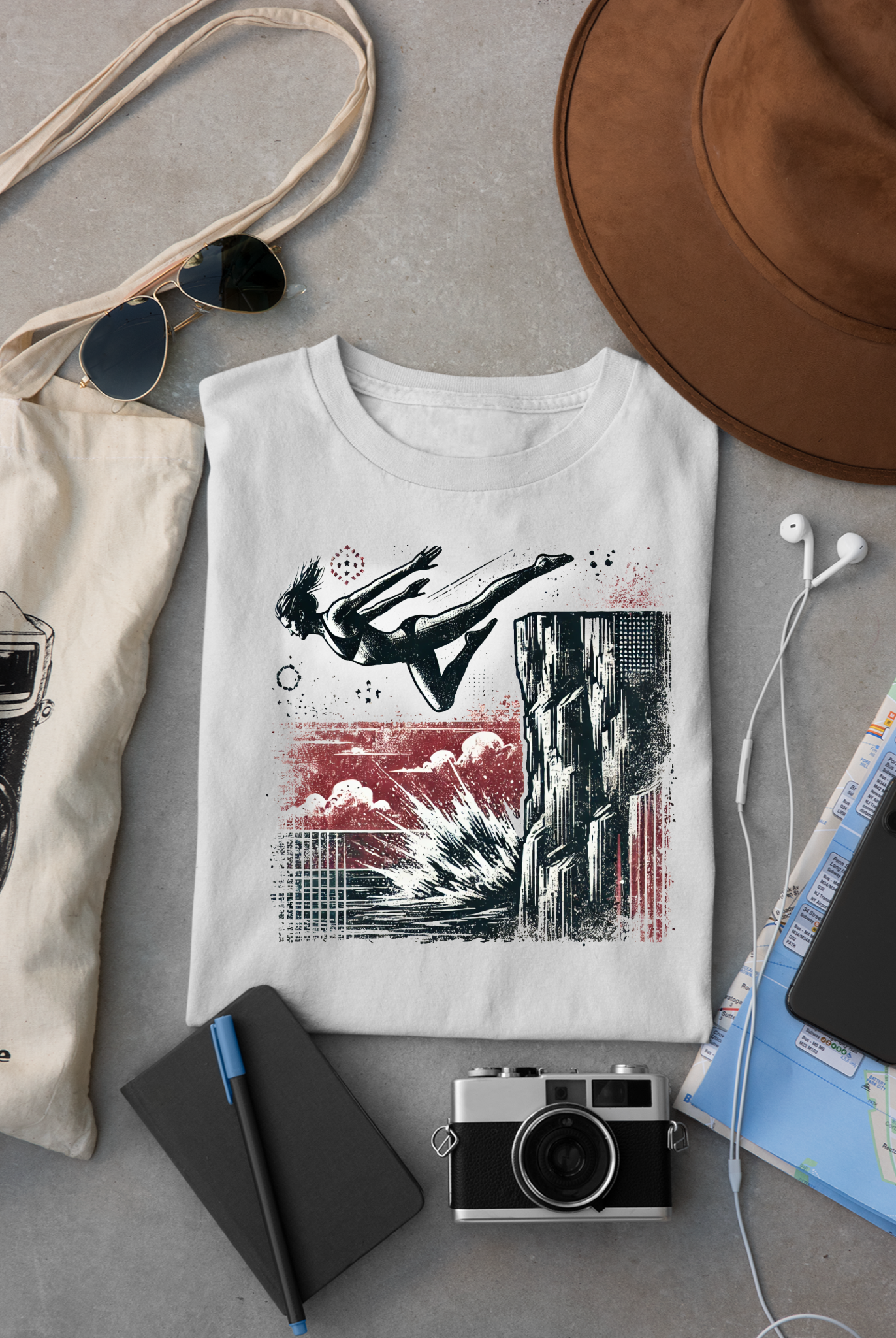 Women's Death Diving/Cliff Jumping Shirt for Death Divers and Cliff Jumpers |  Female Distressed Grunge DODs Shirt