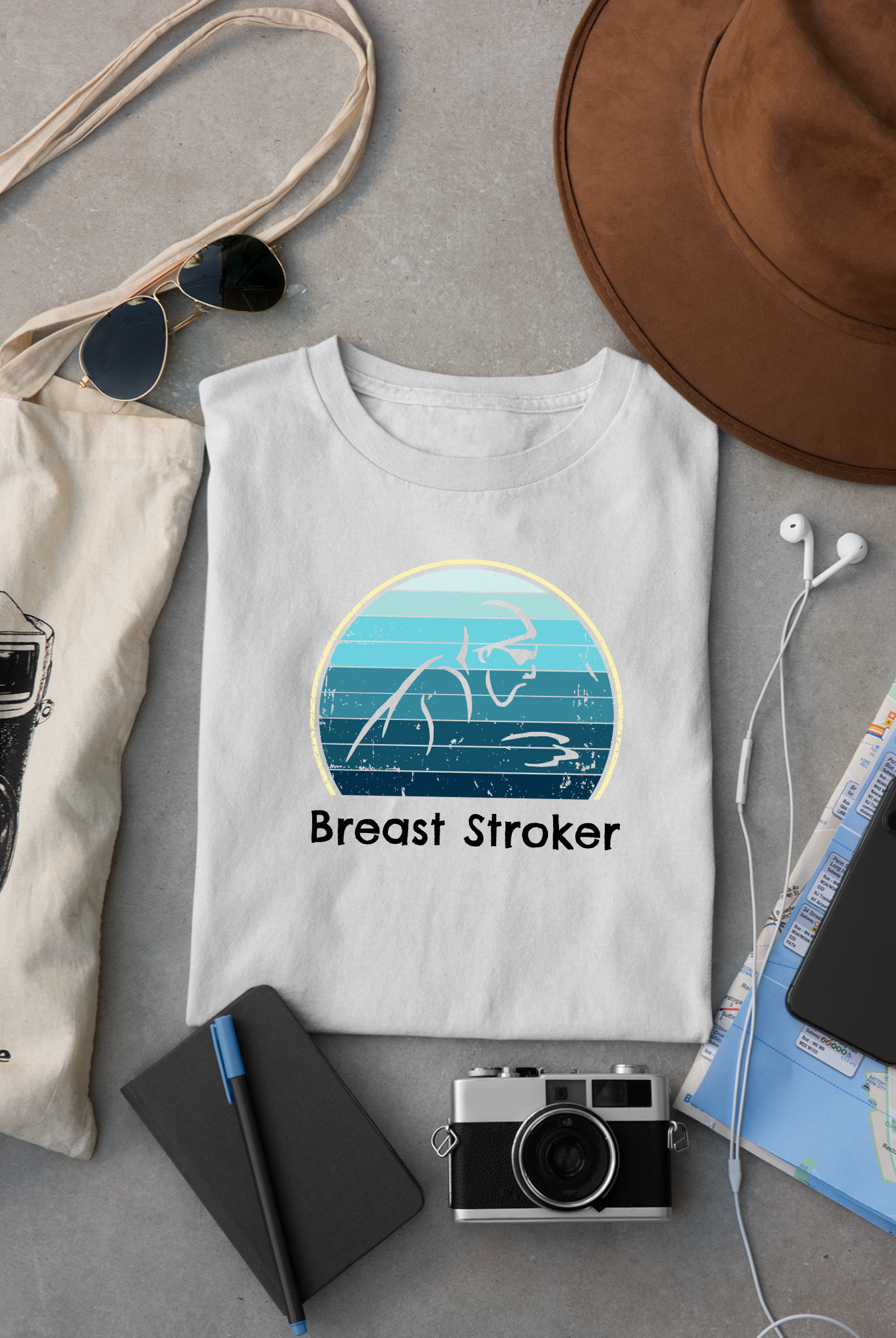 "Breast Stroker" - Breaststroke Swim Shirt | Funny Retro Vintage Style Swimming T-Shirt