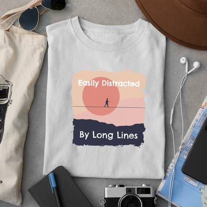 "Easily Distracted By Lines" Funny Highline/Slackline Shirt | Simple, Modern Slackline T-Shirt