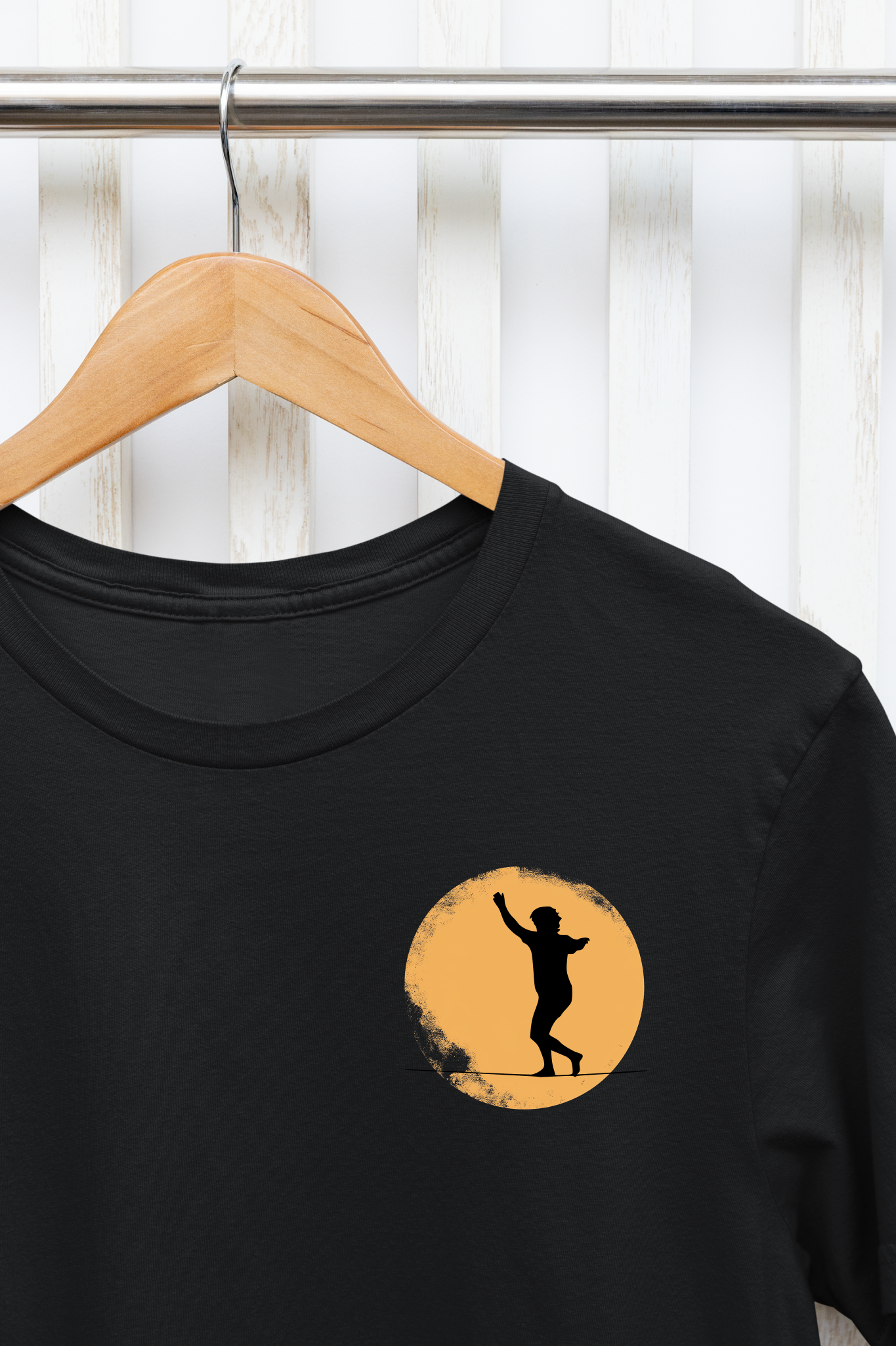 Slackline Shirt - Silhouette Moon Chest Icon - Cool, Minimalist Slackline/Highline T-Shirt