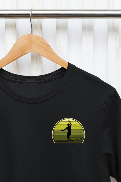 Retro Sunset Slackline T-Shirt | Vintage Inspired Slackline/Highline Chest Icon Shirt