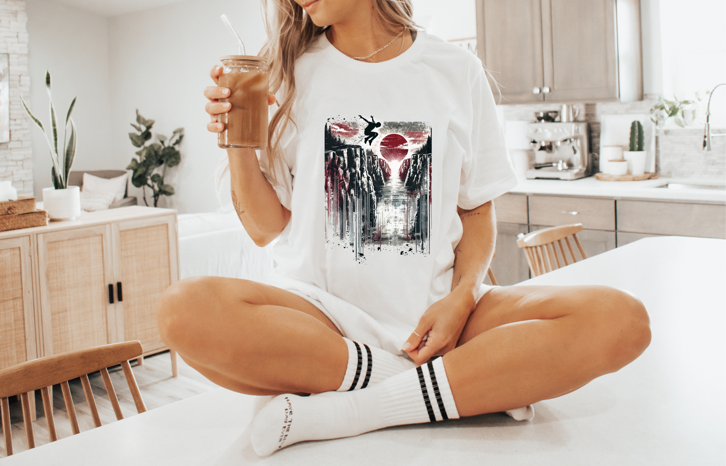 Distressed Grunge Cliff Jumping Graphic Tee | Cliff Jump Shirt for Outdoorsy Adventure Seekers