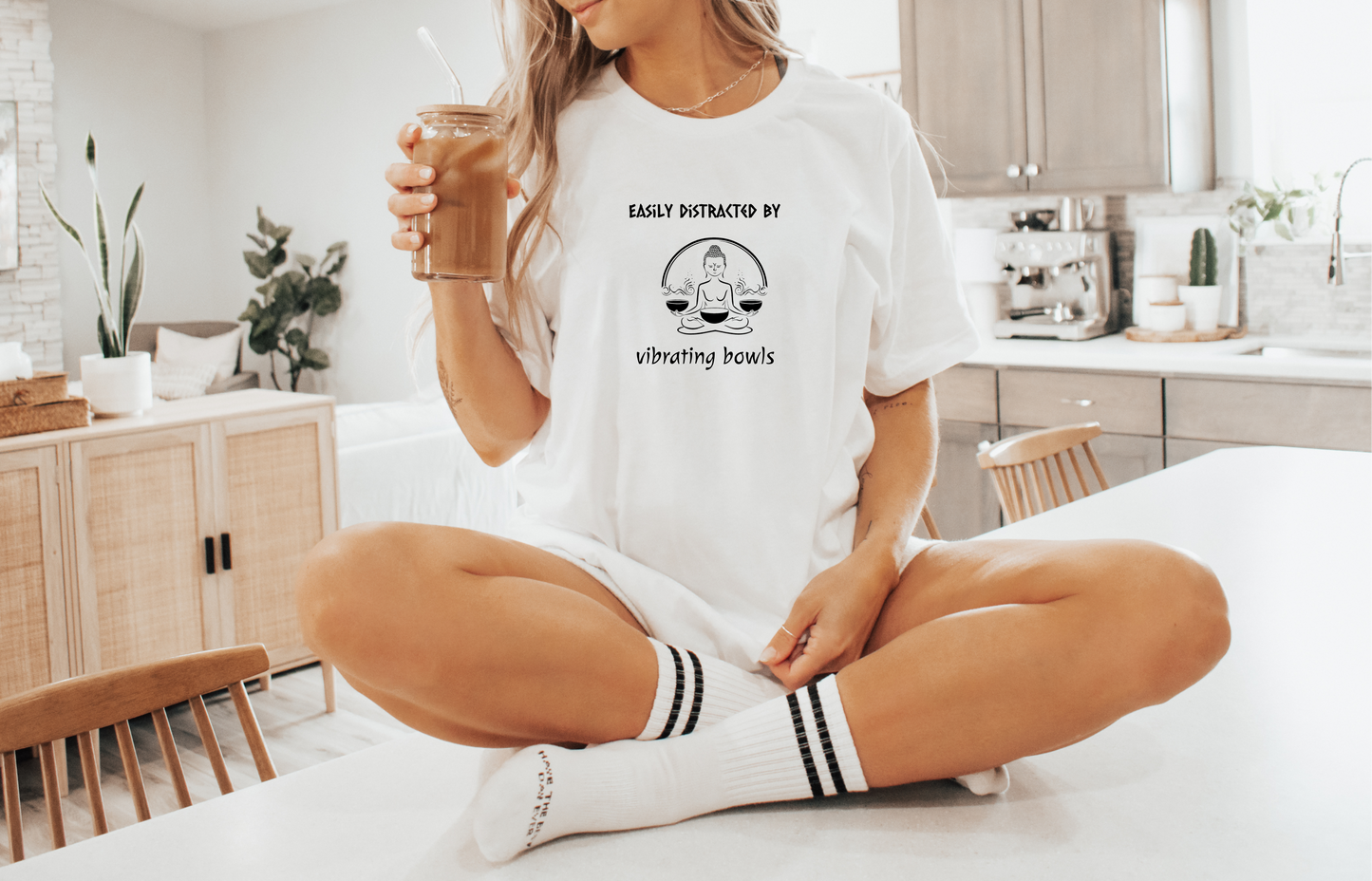 "Easily Distracted By Vibrating Bowls" - Sound Healing Therapy Shirt | Funny Sound Bowls T-Shirt