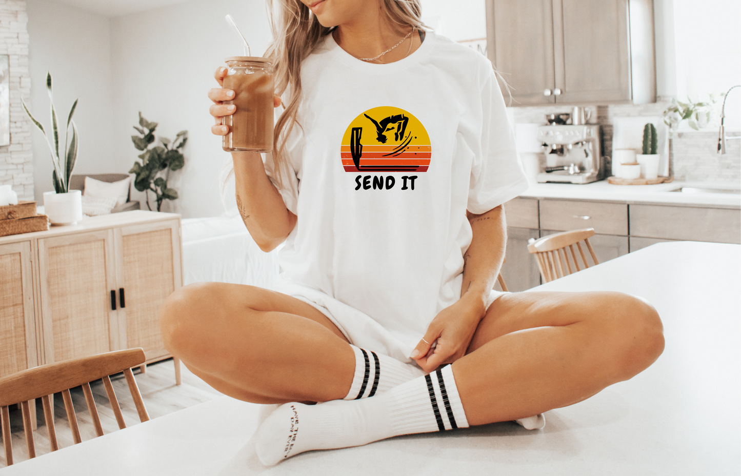 Retro "Send It" T-Shirt for Adrenaline Junkie | Cliff Jumping, Tricker, Parkour Athletes, Thrill Seeker Shirt