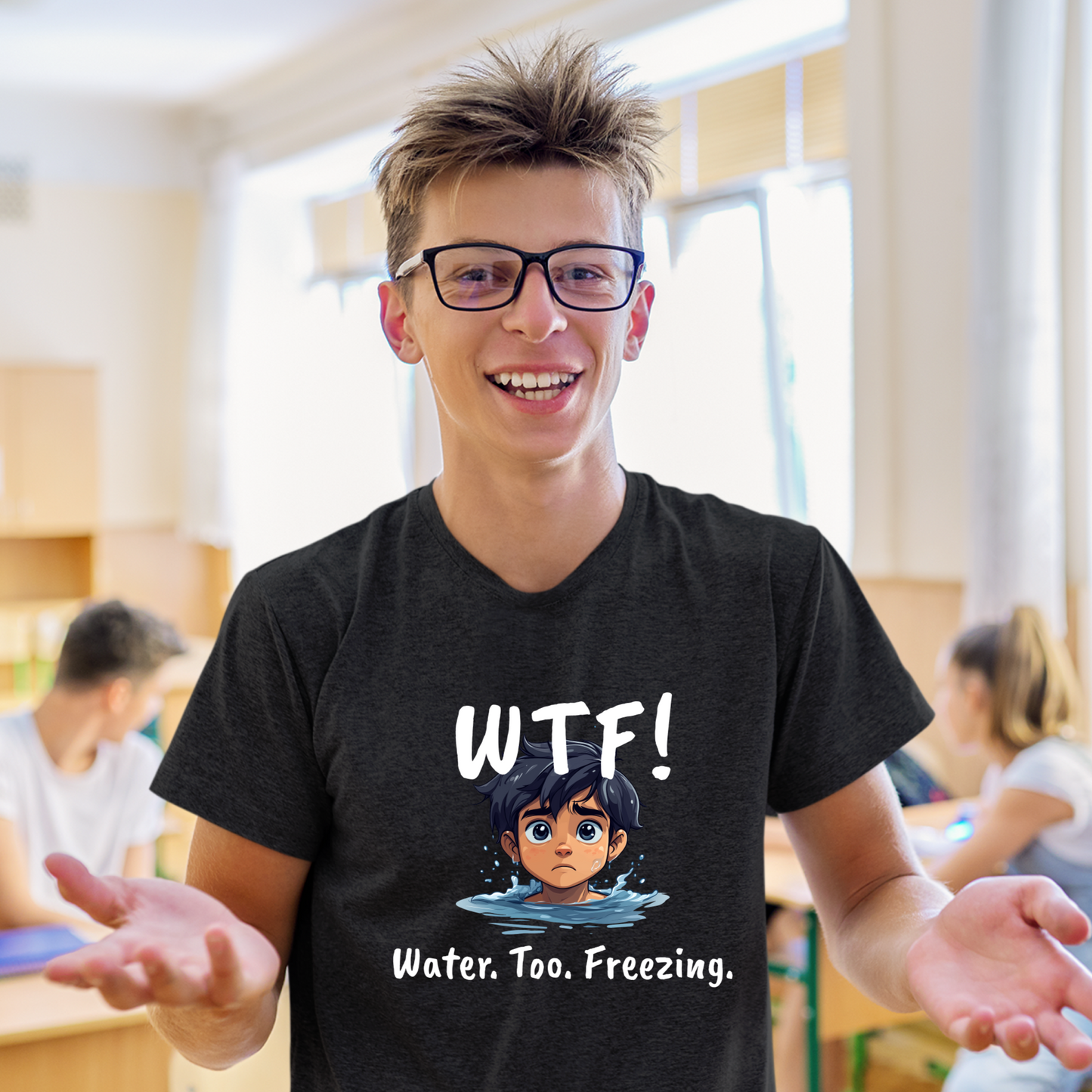 "WTF! Water Too Freezing" Swim Shirt | Funny Swimmer T-Shirt