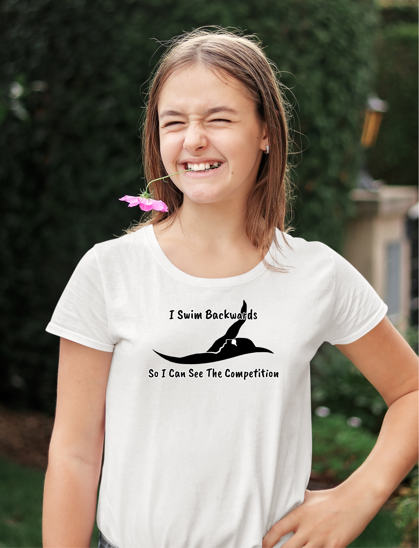 "I Swim Backwards So I Can See The Competition" - Swim Shirt | Backstroke Swimming T-Shirt