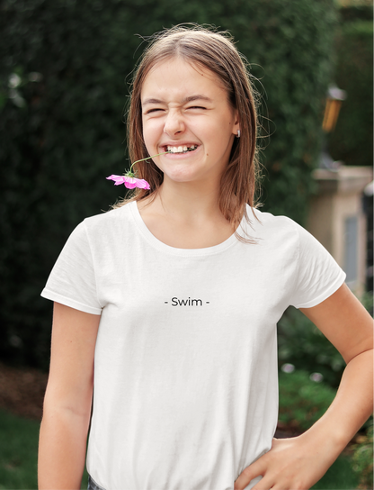 "Swim" - Minimalistic Swim Shirt | Simple Text Design Swimming T-Shirt